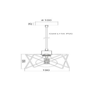 Пендел ACA Lighting Andy KS1462P1BK 220V фасунга Е27 IP20 метално тяло, цвят черен