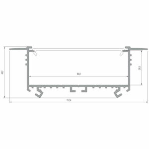 Широк алуминиев профил за вграждане в гипсокартон Lumines Sorga 10-0534-30 три метра, цвят натурален алуминий
