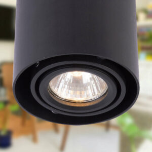 Луна за външен монтаж LVT 4843, 220V, 1xGU10, подвижен ринг, алуминий, черен мат, ф90x100mm
