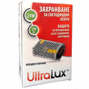 Захранване за LED лента Ultralux ZNWJ1225, неводоустойчивo 25W, 12V DC