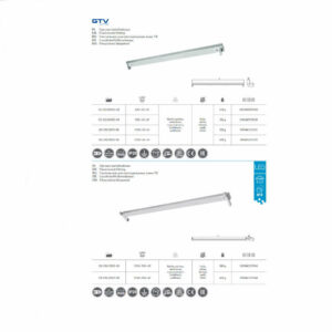 Двойна шина за LED пури 1500мм, 220V, 2x2Т8, max. 2x58W, бяло метално тяло, с едностранно захранване