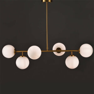 Полилей Aca Lighting THETIS V360506P 220V фасунги 6xE27 IP20 метал/стъкло цвят месинг