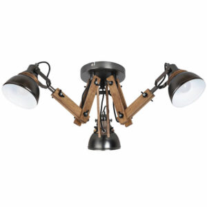 Лампа за таван Rabalux Aksel 2724, 220V, фасунги 3xE14, тяло метал/дърво, индустриален стил