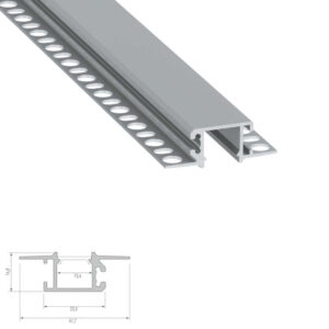 Алуминиеви профили за LED лента, 1м Lumines MONO 10-0684-10 за вграждане в гипсокартон