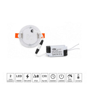 LED мини панел за вграждане VITO LENA-RX 3W 3000K 270lm IP20 120° кръг 2023880