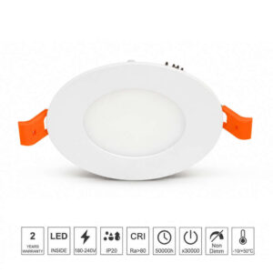 Кръгъл LED мини панел за вграждане VITO LENA-RX 6W с бял корпус и IP20 защита.