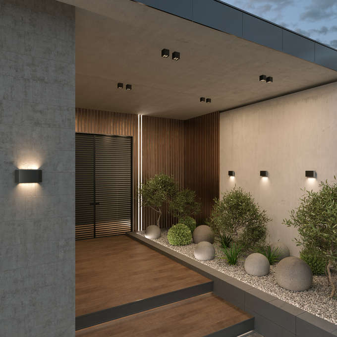 Външна таванна луна Maytoni Ares с минималистичен дизайн, LED светлина и IP54 защита, подходяща за тераси и проходни зони