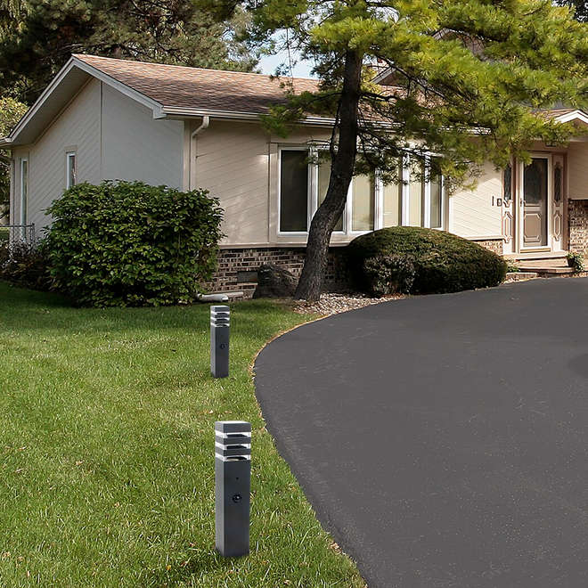 Външна стояща лампа Rabalux Ankara 77026, E27, IP44, сензор за движение, алуминий и стъкло