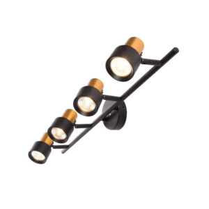 Осветително тяло за таван спот LVT Katia 1252, 4xGU10, метал, цвят черен мат и оксидирано злато