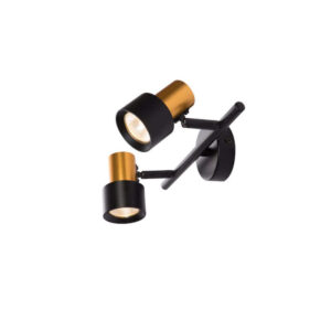 Осветително тяло за таван спот LVT Katia 2287, 2xGU10, метал, цвят черен мат и оксидирано злато