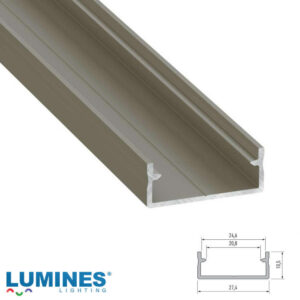 Алуминиев LED профил Lumines Lighting Dual 10-0000-74 INOX анодизиран, 1 м, за две LED ленти