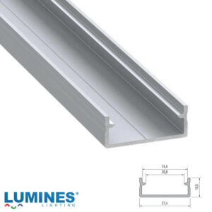 Алуминиев LED профил Lumines Lighting DUAL 10-0000-78 сребрист анодизиран, 1 м, за две LED ленти до 10 мм
