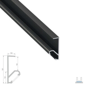 Ъглов мебелен алуминиев LED профил Lumines Lighting Q18 10-0692-30, черен анодизиран, 3 м за рафтове и шкафове