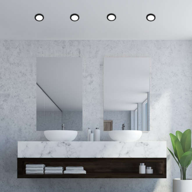 Кръгъл LED мини панел с черна рамка Rabalux Coco 5274 за повърхностен монтаж на таван, подходящ за офиси, коридори и сервизни помещения