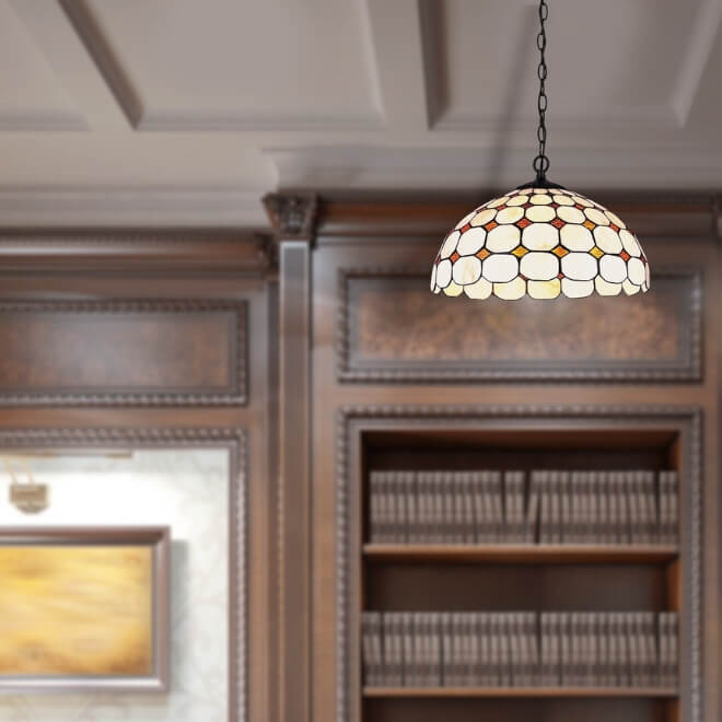 Висяща лампа Rabalux Marvel 8076 с цветен витражен абажур в стил Тифани, E27