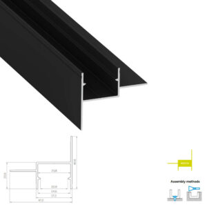 Краен алуминиев LED профил за гипсокартон Lumines Lighting Motta 10-1595-20 черен лак, 2,02 м