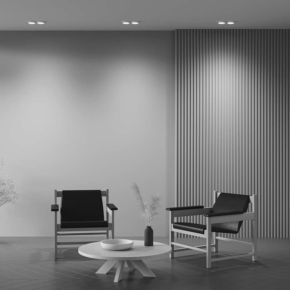 Двойна луничка за вграждане в окачен таван Maytoni Hoop в модерен интериор