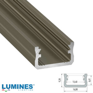 Алуминиев LED профил Lumines Lighting Type A 10-0013-10 INOX анодизиран, 1 м за LED ленти