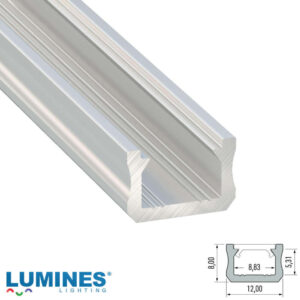 Мини алуминиев LED профил Lumines Lighting X 10-0080-10 Raw, 1 м за LED ленти до 8 мм