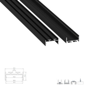 Алуминиев профил за LED ленти 2 метра цвят черен мат Lumines Lighting Aria 10-1425-20