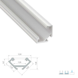 Бял ъглов алуминиев профил за LED ленти три метра Lumines Lighting 10-0031-30 C