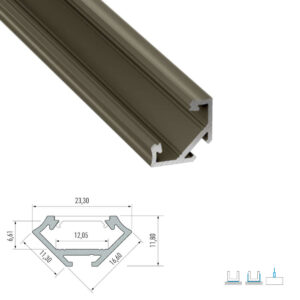 Ъглов алуминиев профил за LED ленти три метра Lumines Lighting 10-0033-30 Type C