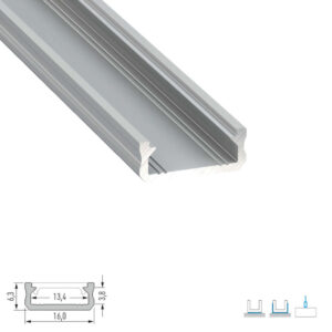 Алуминиев профил за LED ленти Lumines Lighting anodized 10-0044-20 Type D