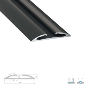 Алуминиев профил за LED ленти Lumines Lighting RETO 10-0522-30, черен, 3 метра