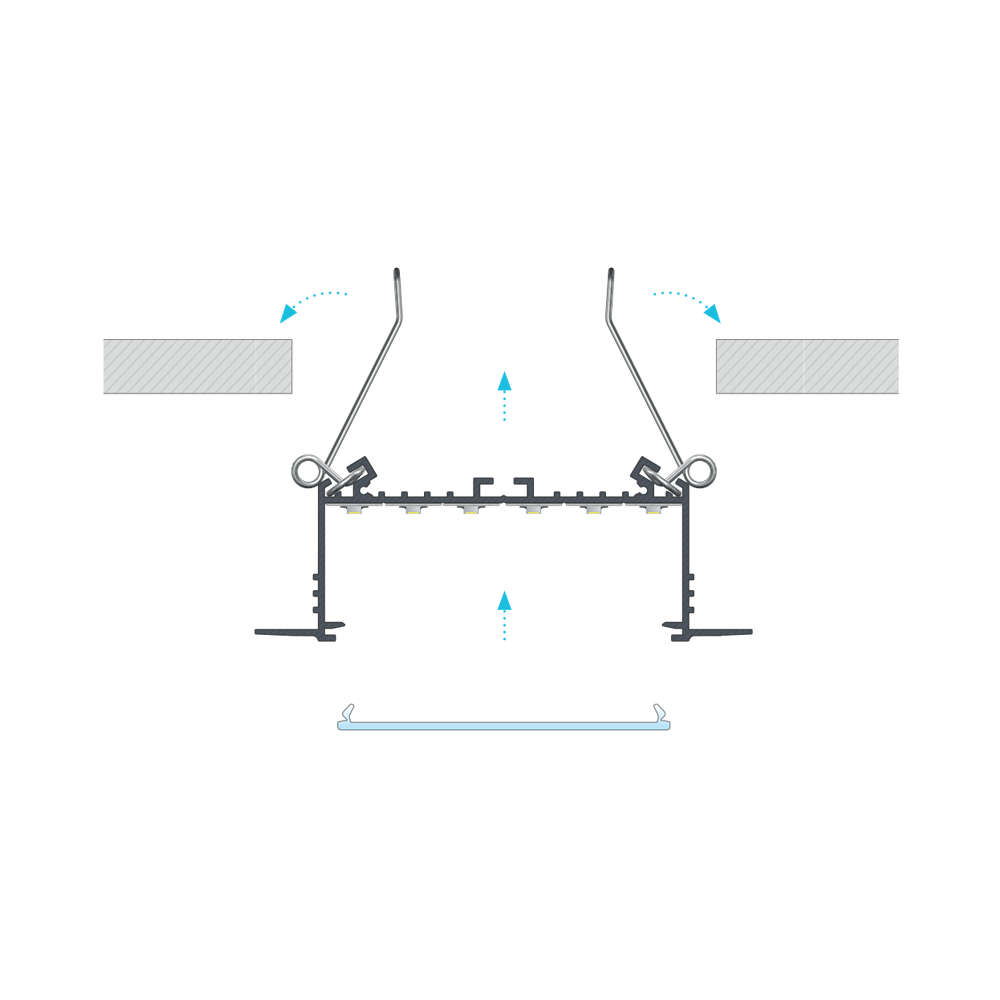 Широк алуминиев профил за вграждане в гипсокартон 2 метра широк Lumines Lighting Sorga 10-0534-20 - Image 2