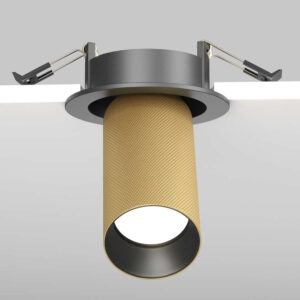 Матирана златна луничка с черна основа Maytoni Artisan C081CL-01-GU10-B с щипки вградена в таван от гипсокартон