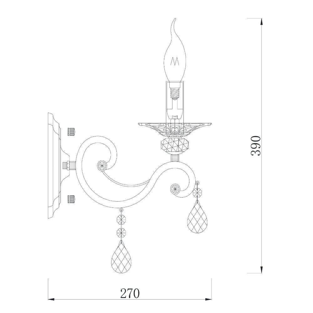 Единичен аплик за стена Maytoni Grace RC247-WL-01-R 1×E14 бронз с кристали - Image 2