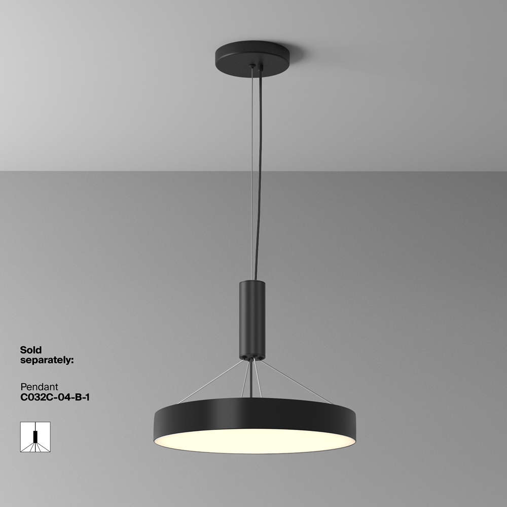 LED плафон Maytoni Zon Ø40см черен монтиран на таван с универсален опционален комплект за висящ монтаж