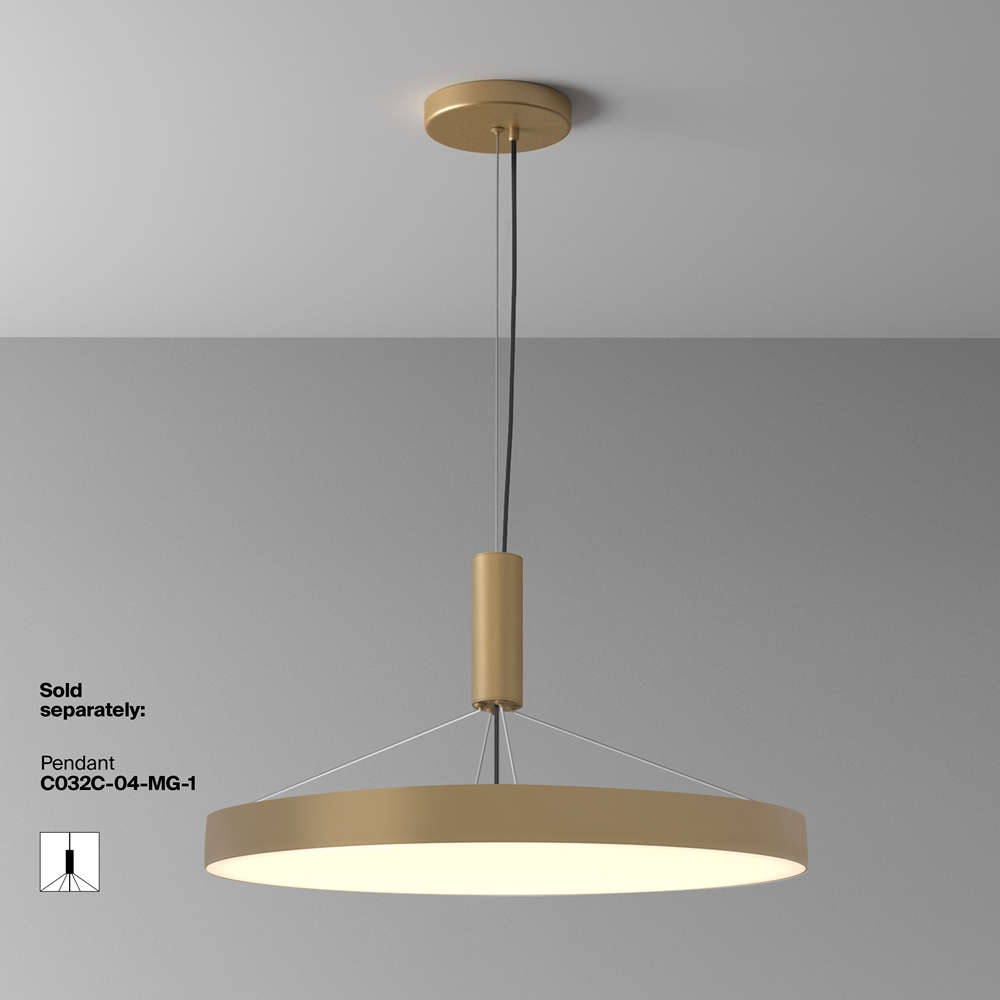 LED плафон Maytoni Zon Ø60см мат злато с опционален универсален комплект за висящ монтаж