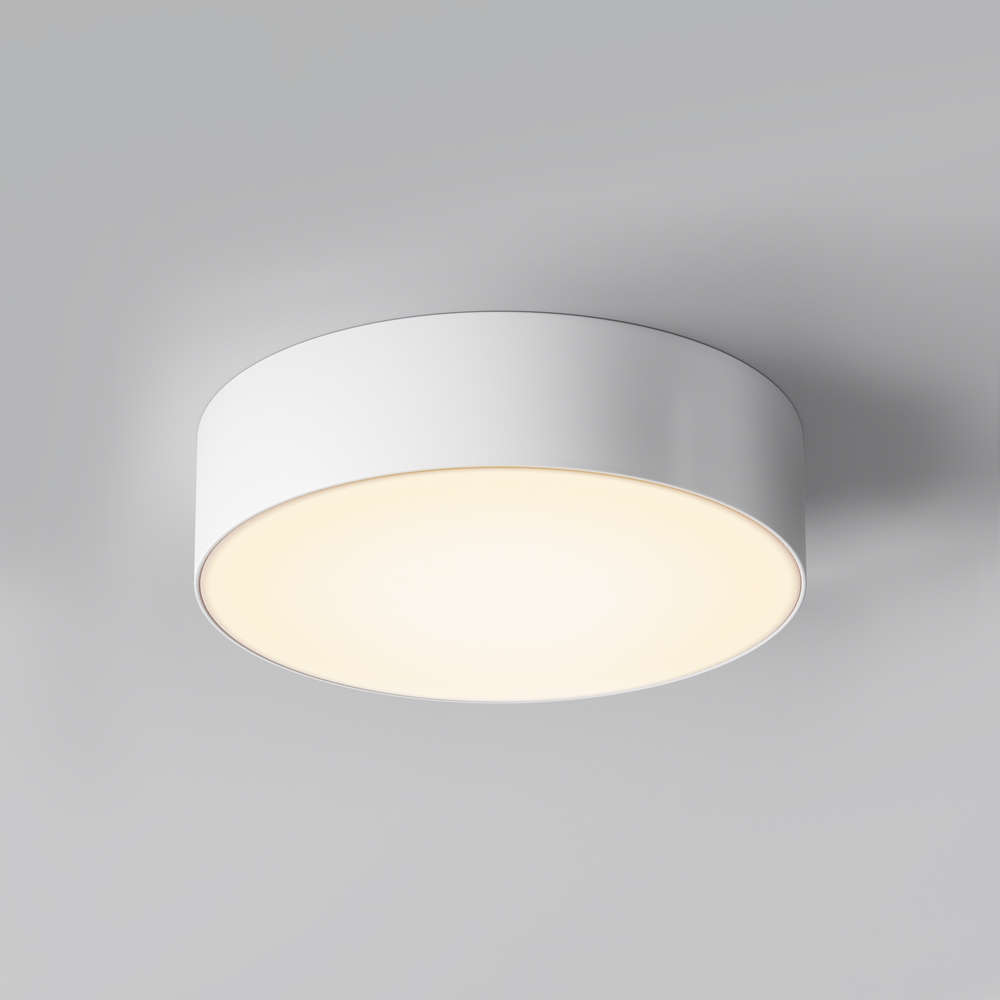 Влагозащитен LED плафон за таван Maytoni Zon IP O431CL-L30W3K 30W 3000K Ø220 мм бял кръгъл алуминиев корпус и матов дифузер IP65