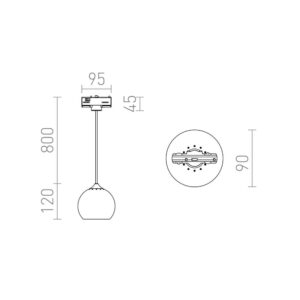 Висяща лампа пендел за трифазна релса DESTY Rendl Light Studio R13215