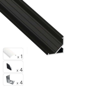 Ъглов алуминиев профил за LED ленти 3 метра черен LED Labs TEKKNI 38-0681-30