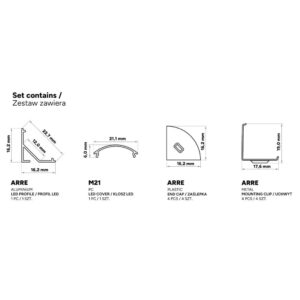 Ъглов алуминиев профил за LED ленти 3 метра черен LED Labs TEKKNI 38-0681-30