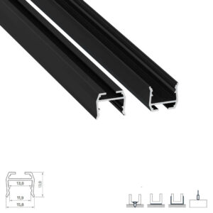 Алуминиев профил за LED лента 3 метра Lumines Lighting 10-1362-30 Type Axel Black
