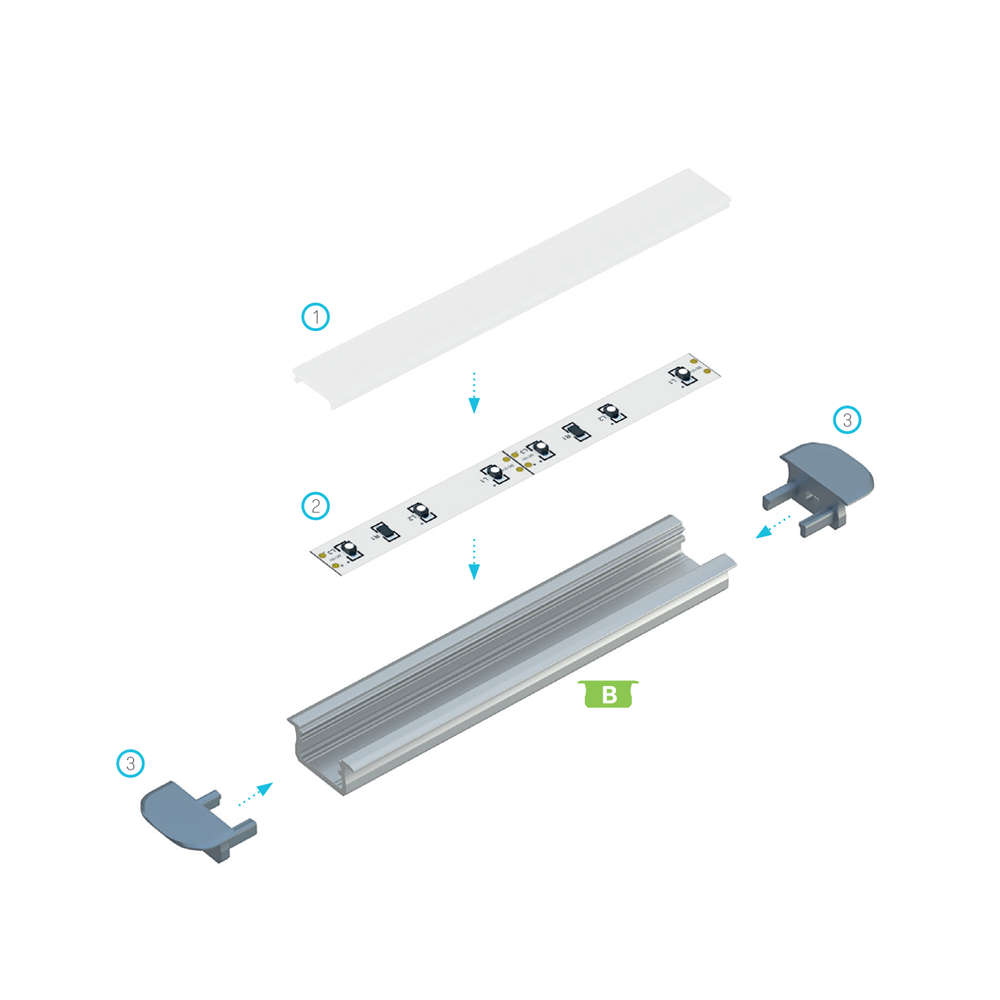 Алуминиев профил за LED лента за вграждане, цвят злато Lumines Lighting 10-1676-20 Type B - Image 3