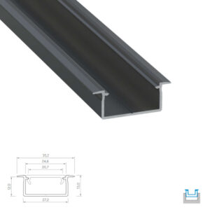 Алуминиев профил за LED лента за вграждане 3 метра Lumines Lighting 10-1002-30 Type Gemi