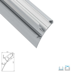 Алуминиев профил за LED лента за стена с измазване, 3 метра Lumines Lighting 10-0504-30 Type Logi