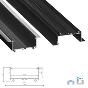 Широк алуминиев профил за вграждане в гипсокартон 3 метра Lumines Lighting 10-0765-30 Type Sorga