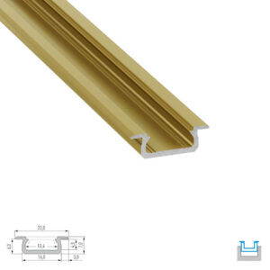 Алуминиев профил за LED лента за вграждане, цвят злато Lumines Lighting 10-1746-10 Type Z