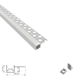 Краен алуминиев профил за гипсокартон, 2 метра LVT 9582
