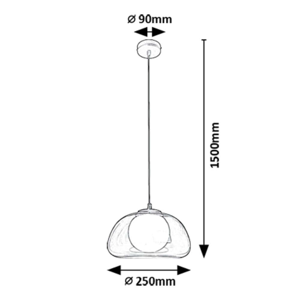 Единичен пендел Rabalux Elowen с размери - височина 150 см, диаметър на абажура 25 см и розетка 9 см