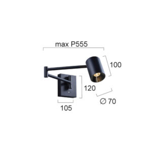 Лампа за стена LED аплик Viokef 4335300 Melina Black 8W 560lm 3000K димиране с докосване