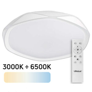 LED кръгъл плафон Ultralux SPL5B72RC Paris 72W, 3000K-6500К, бял цвят, с дистанционно управление