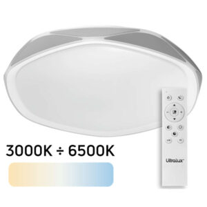 Кръгъл LED плафон Ultralux SPL6B72RC Paris, сив цвят, с дистанционно управление и смяна на цветна температура.