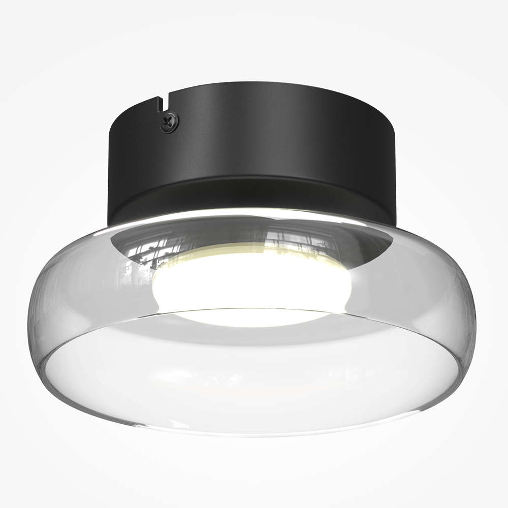 Светещ плафон Maytoni Float с прозрачен стъклен абажур и LED светлина 13W 3000K - поглед отдолу