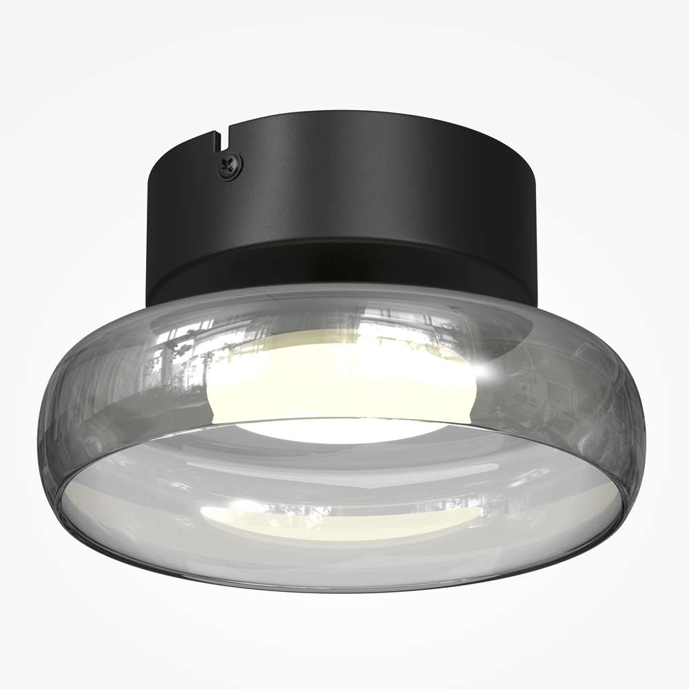Светещ плафон Maytoni Float с опушен стъклен абажур и LED светлина 13W 3000K - изглед отдолу